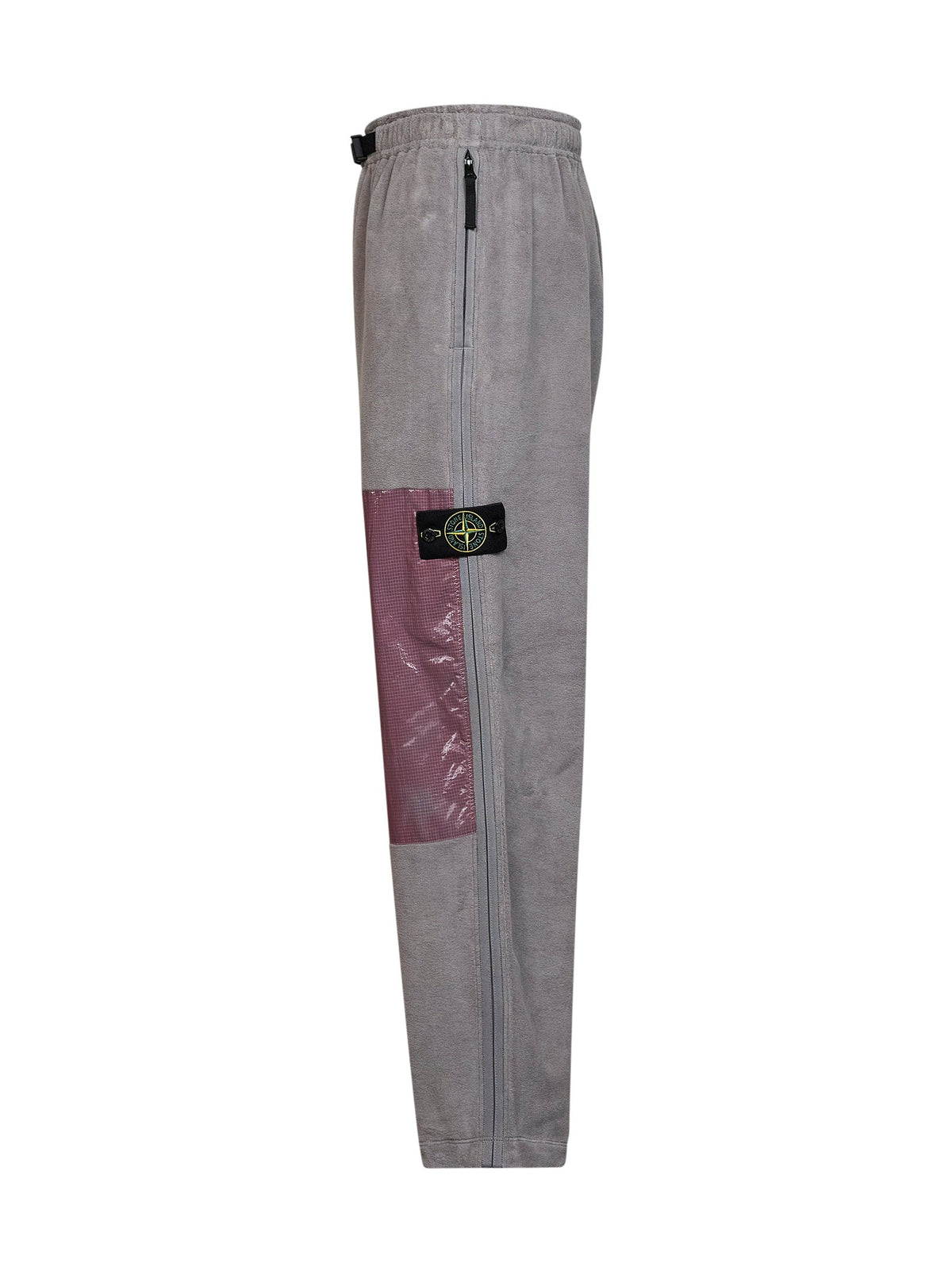 Stone Island Men Grey Brushed Fleece Joggers With Ripstop Inserts STONE ISLAND