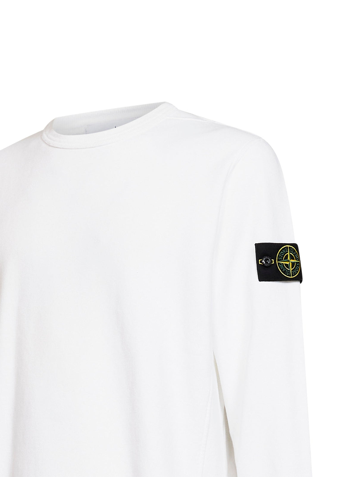 Stone Island Men White Organic Stretch Cotton Crewneck Sweatshirt STONE ISLAND