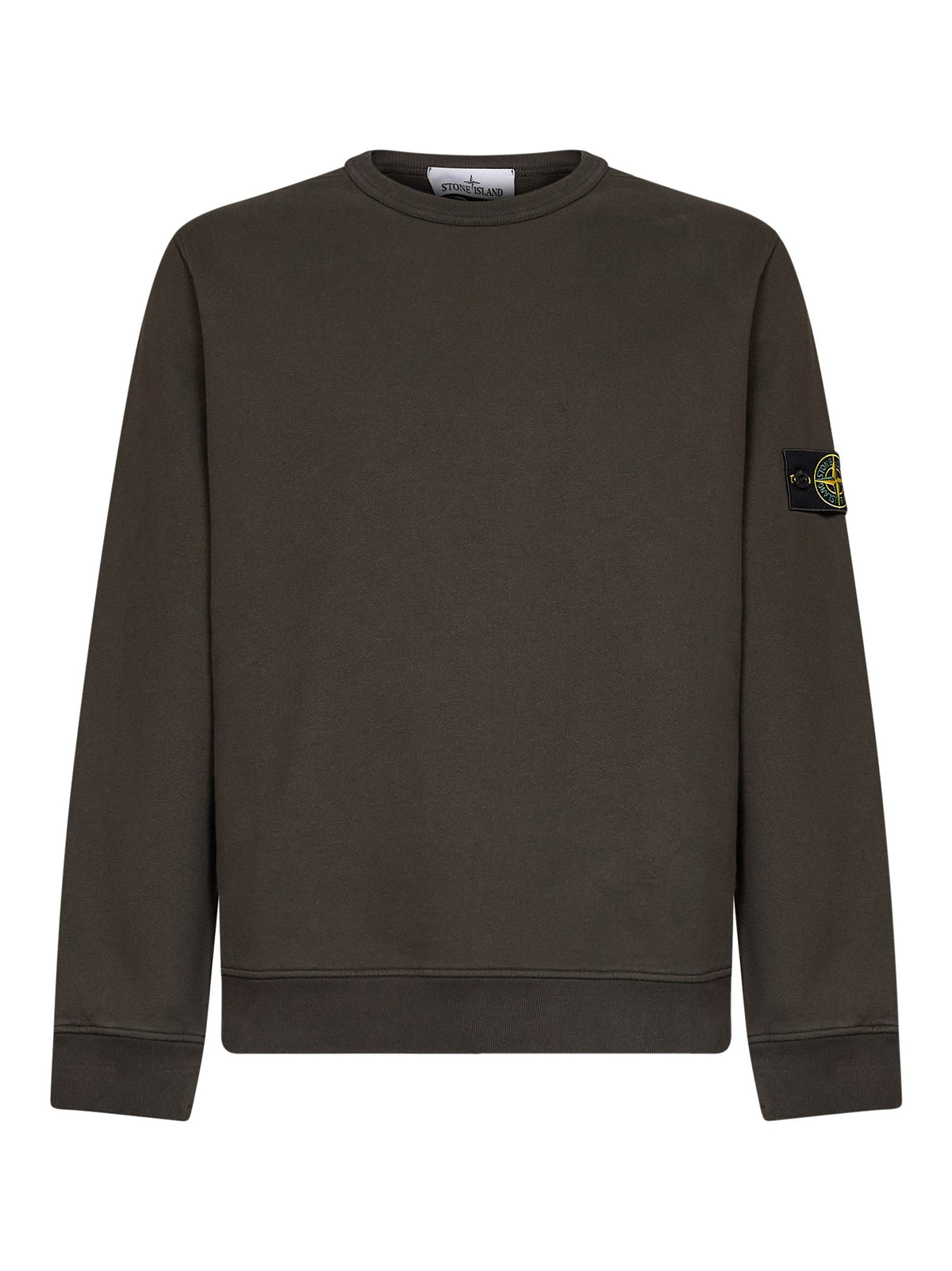 Stone Island Men Coal Grey Organic Stretch Cotton Crewneck Sweatshirt STONE ISLAND