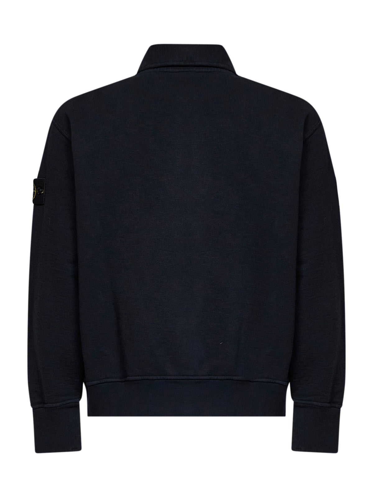 Stone Island Men Navy Blue Tubular Cotton Oversized Polo-Style Sweatshirt STONE ISLAND