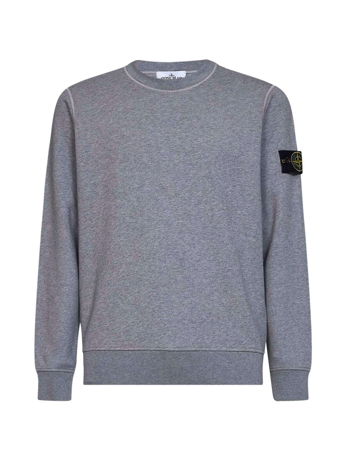 Stone Island Men Melange Grey Melange Organic Cotton Crewneck Sweatshirt STONE ISLAND