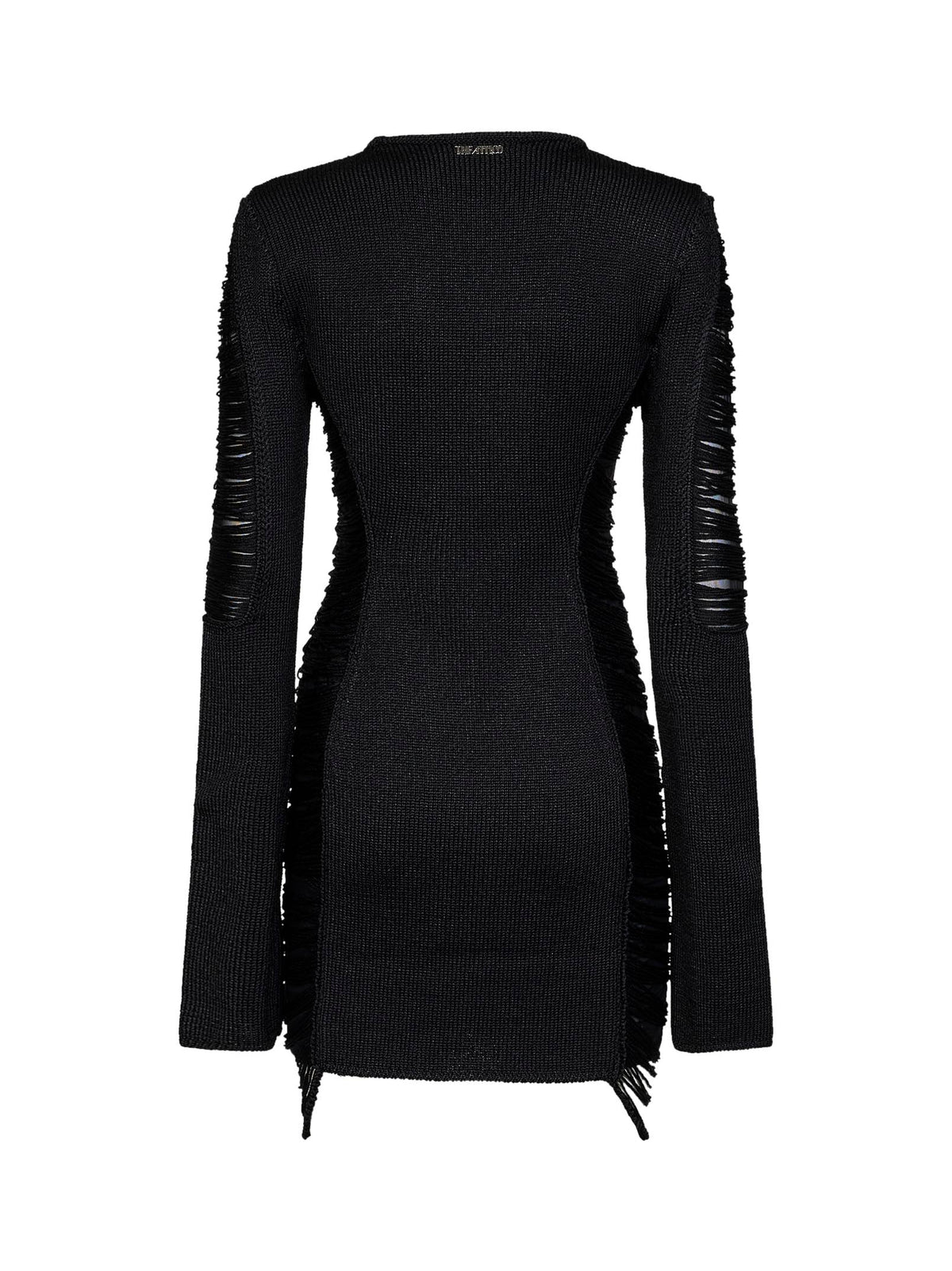 The Attico Women Black Fringed Viscose Knit Mini Dress THE ATTICO