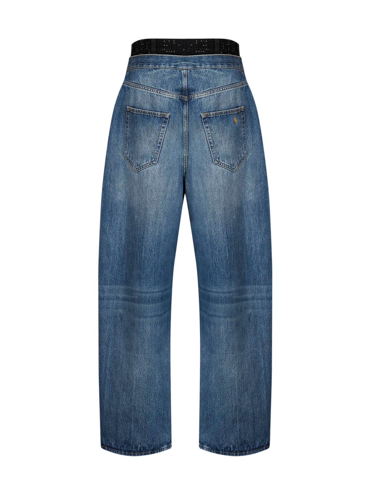 The Attico Women Blue Cotton Denim Double Waistband Jeans THE ATTICO