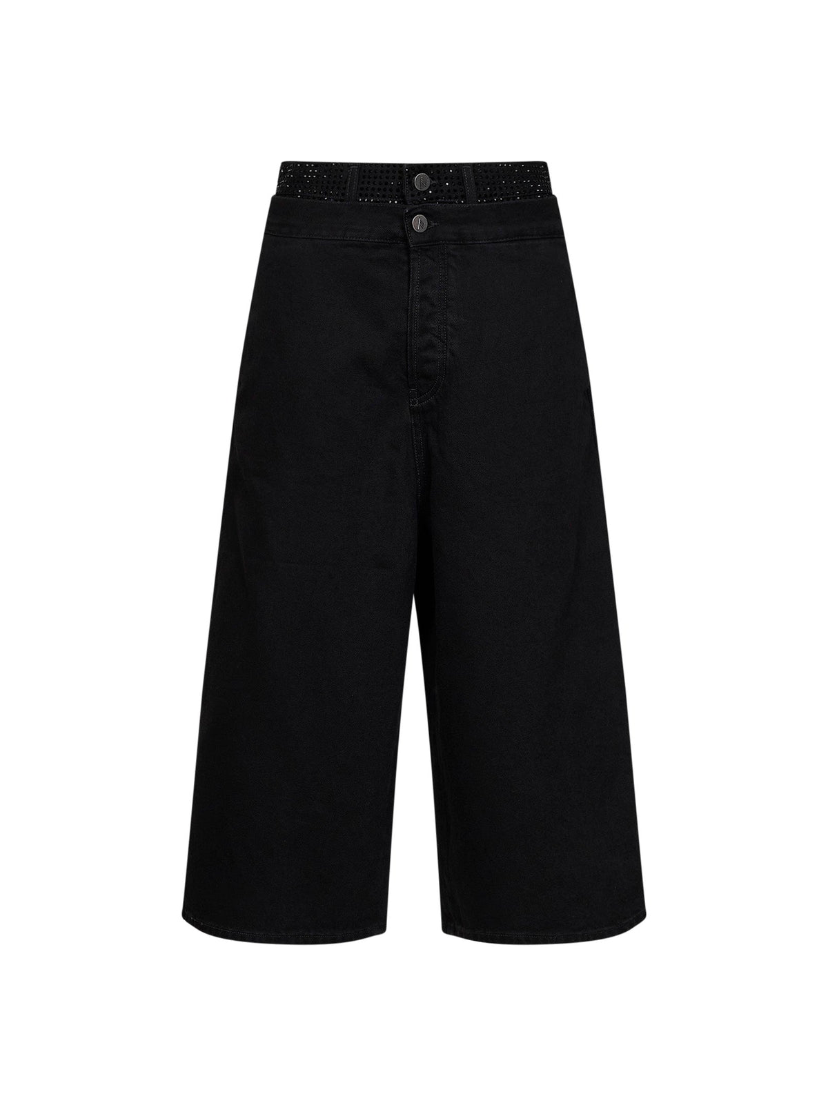 The Attico Women Black Cotton Denim Double Waistband Cropped Jeans THE ATTICO