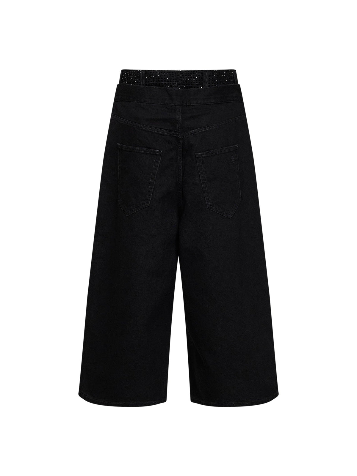 The Attico Women Black Cotton Denim Double Waistband Cropped Jeans THE ATTICO
