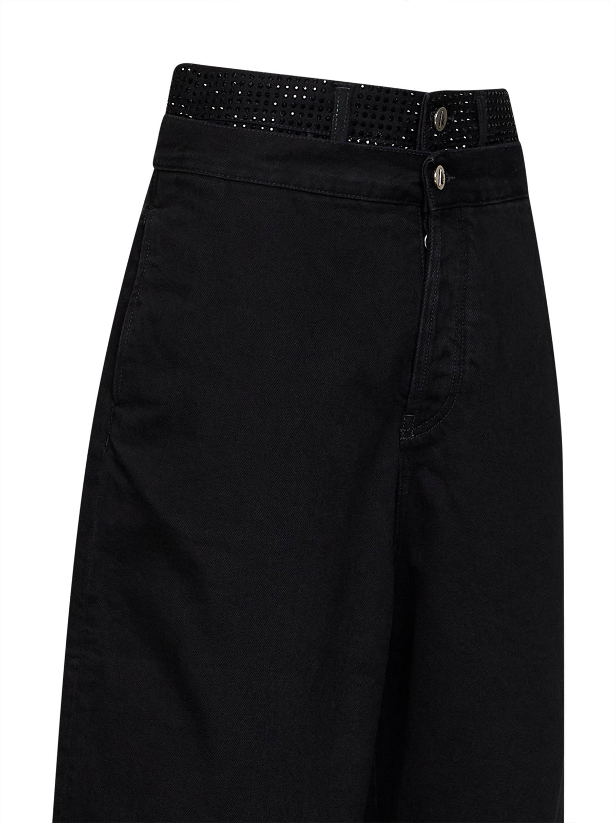 The Attico Women Black Cotton Denim Double Waistband Cropped Jeans THE ATTICO