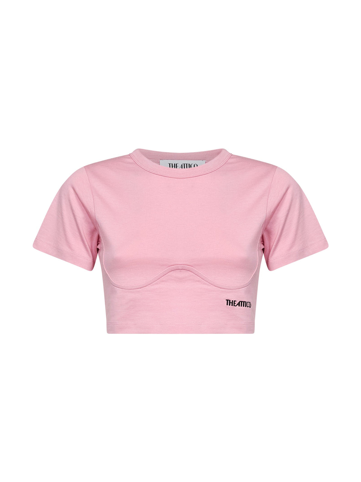 The Attico Women Light Pink Cotton Jersey Cropped T-Shirt<Br/> THE ATTICO
