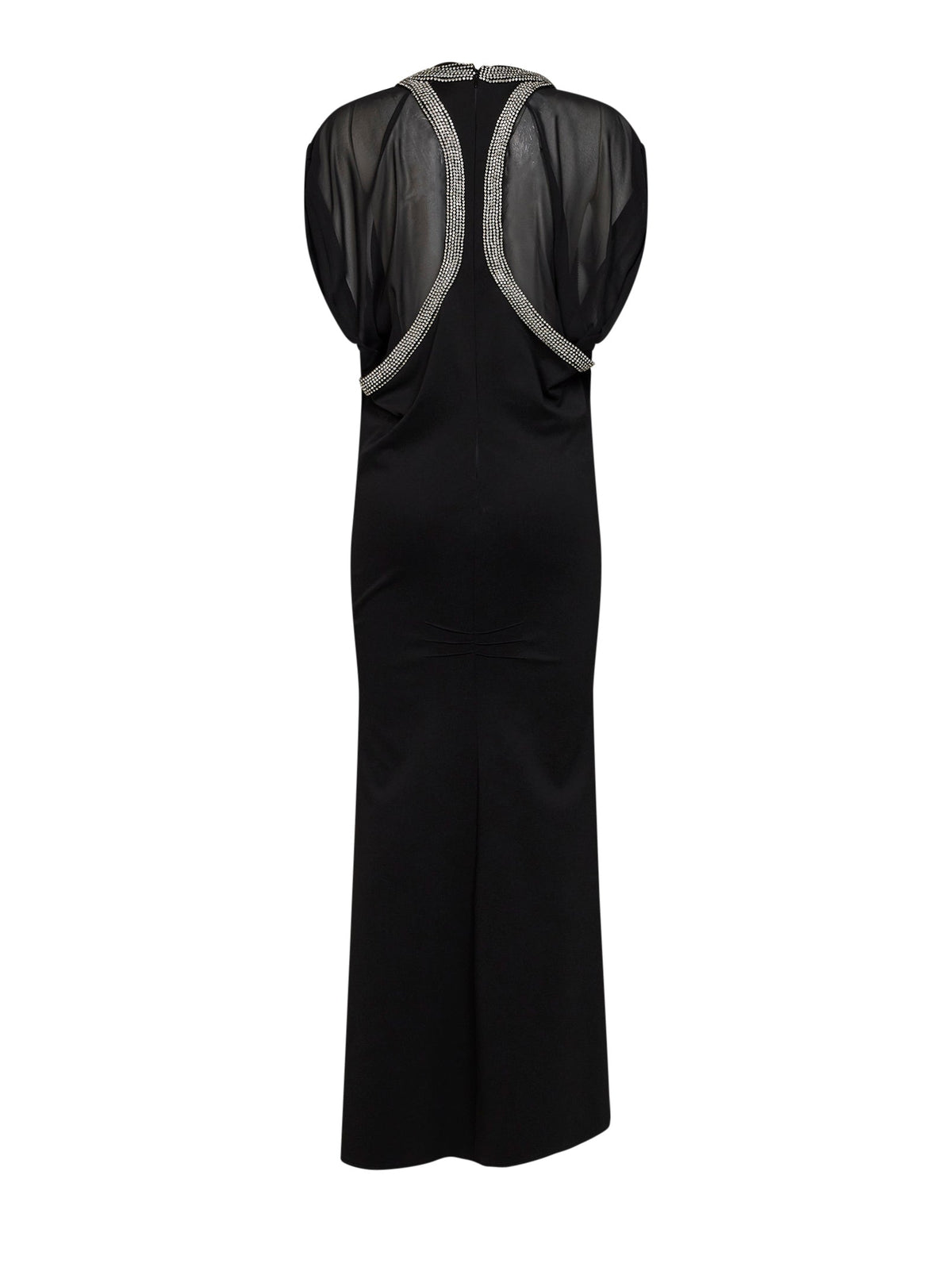 The Attico Women Black Stretch Crepe Layered-Effect Maxi Dress THE ATTICO