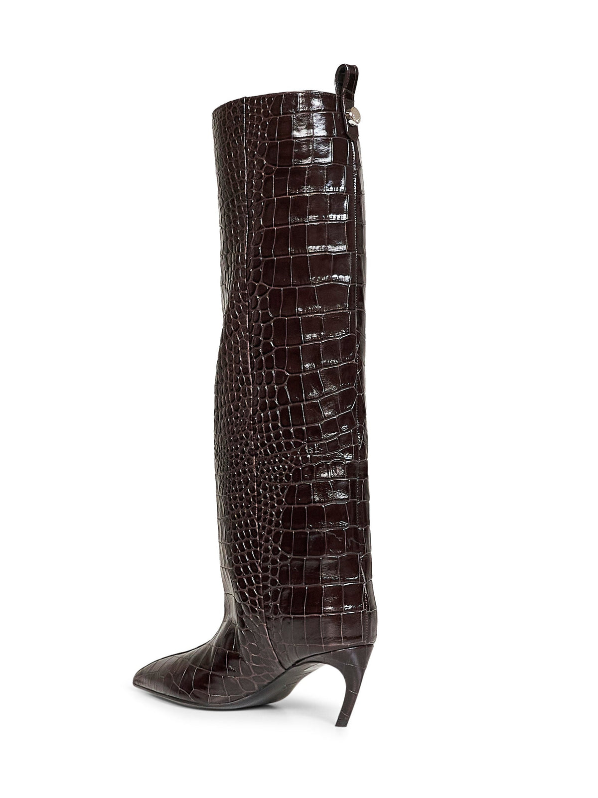 The Attico Women Dark Brown Croco-Printed Leather "Lea" High Boots THE ATTICO