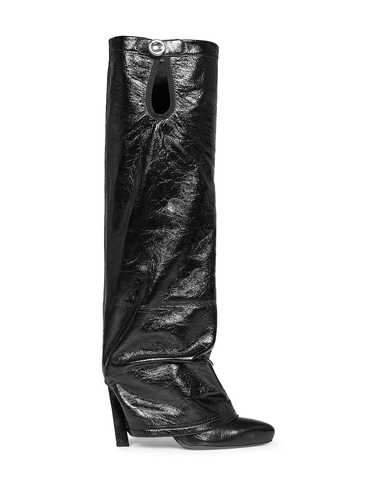The Attico Women Black Crackled Leather "Leon" High Boots THE ATTICO