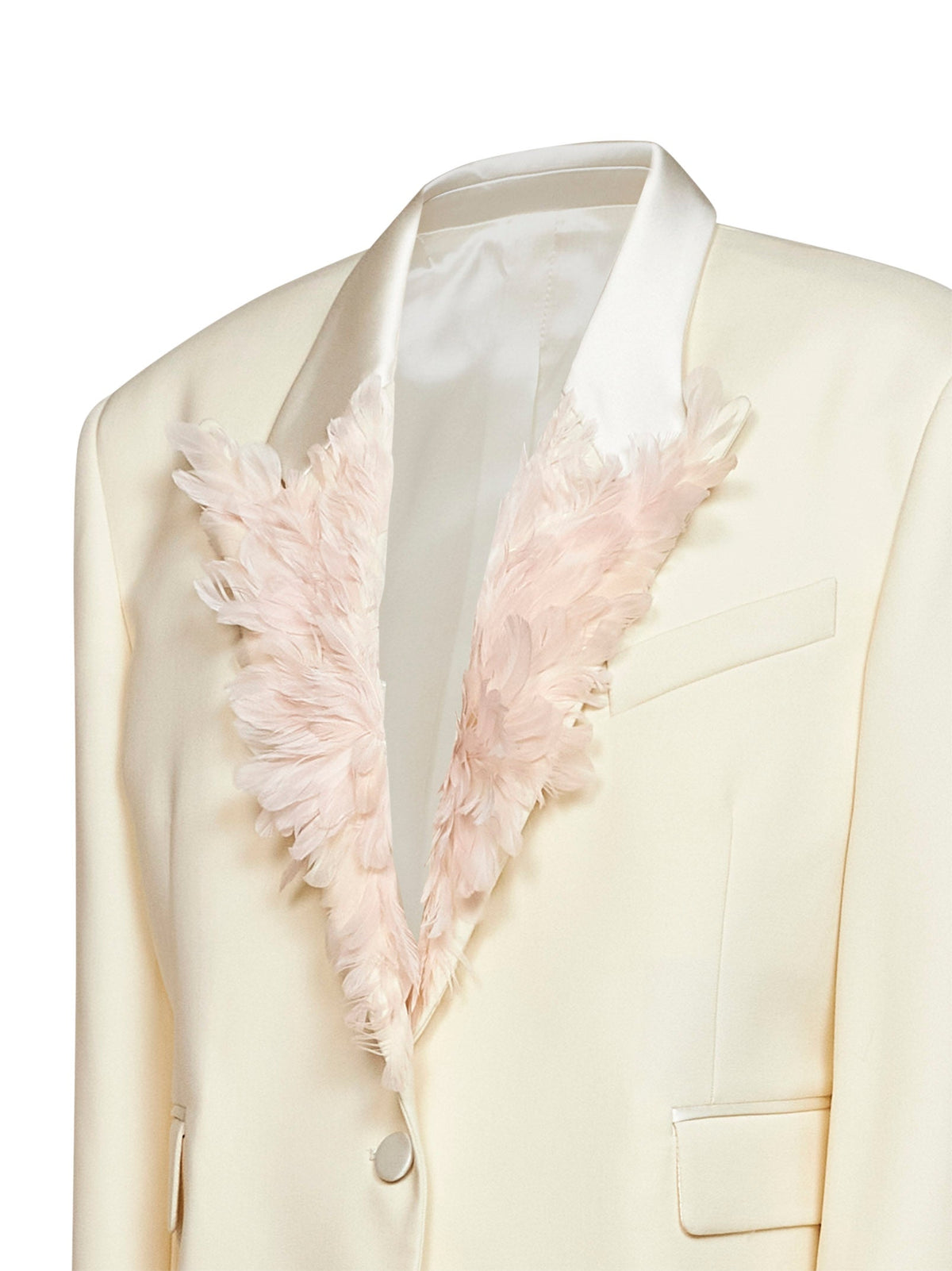 The Attico Women Milk Stretch Virgin Wool "Superattico10" Cropped Blazer THE ATTICO