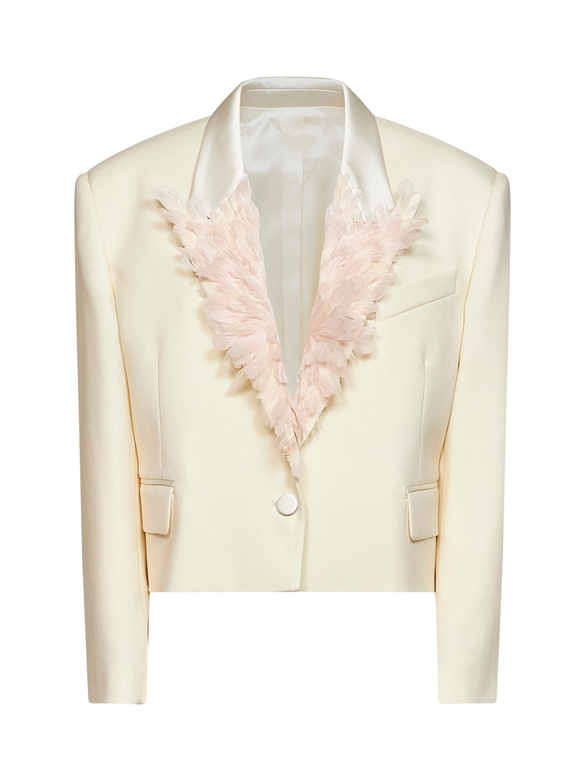 The Attico Women Milk Stretch Virgin Wool "Superattico10" Cropped Blazer THE ATTICO