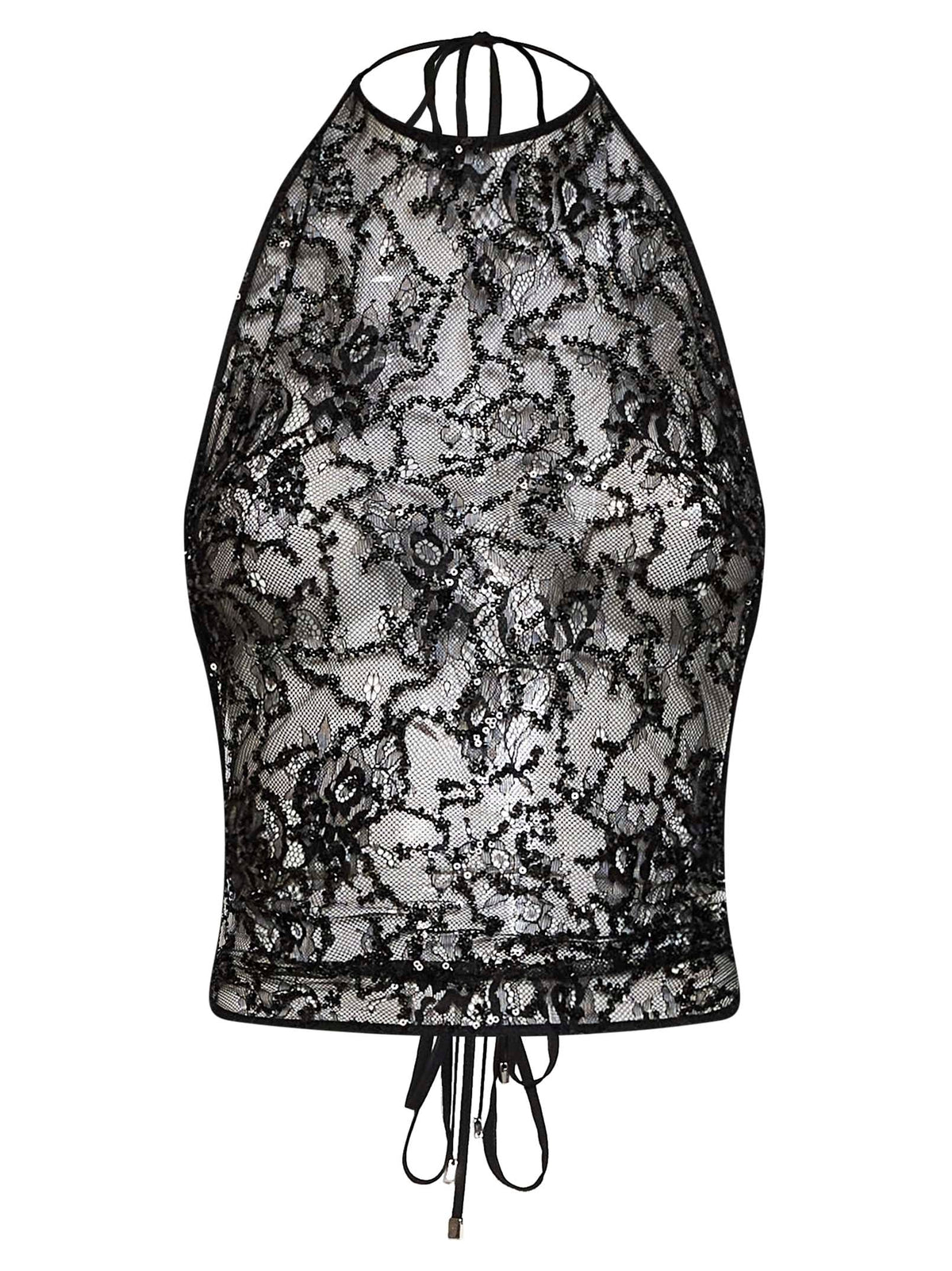 The Attico Women Black Tulle "Superattico10" Top With Lace And Sequin Embroidery THE ATTICO