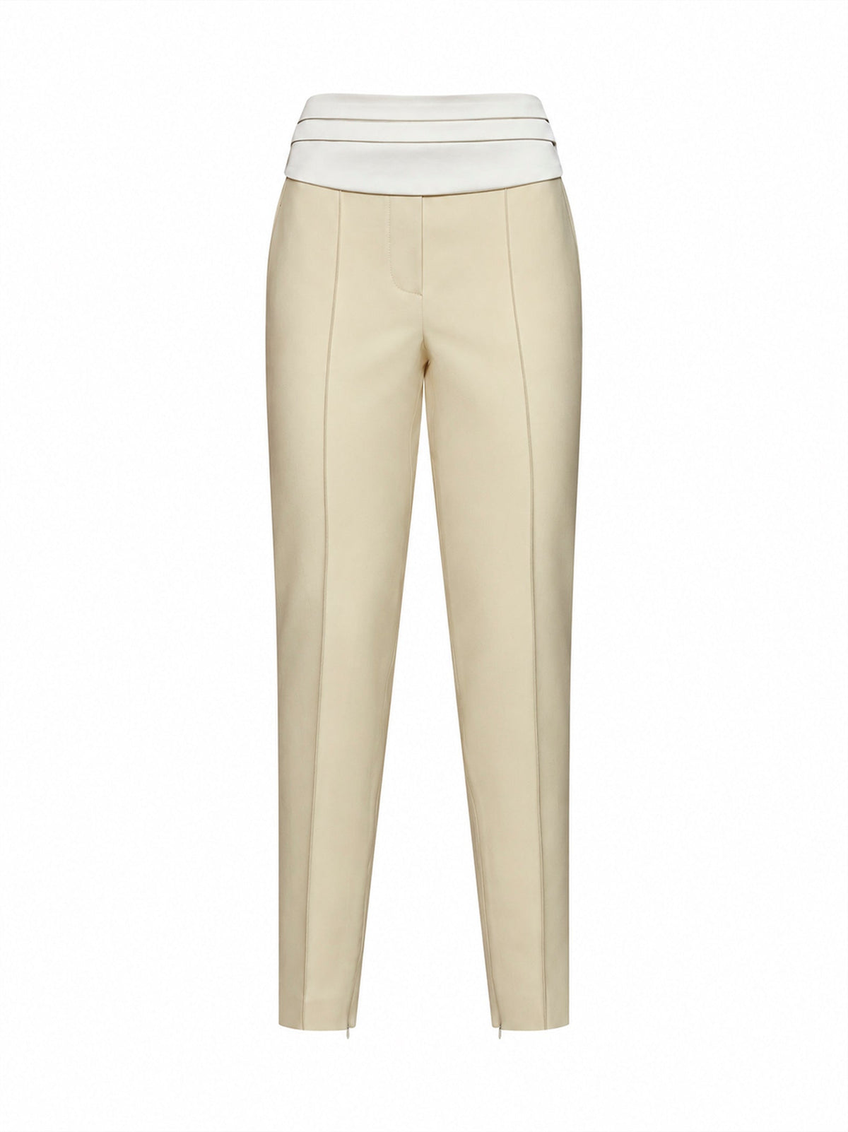 The Attico Women Milk Stretch Wool Cigarette Trousers With Cummerbund THE ATTICO