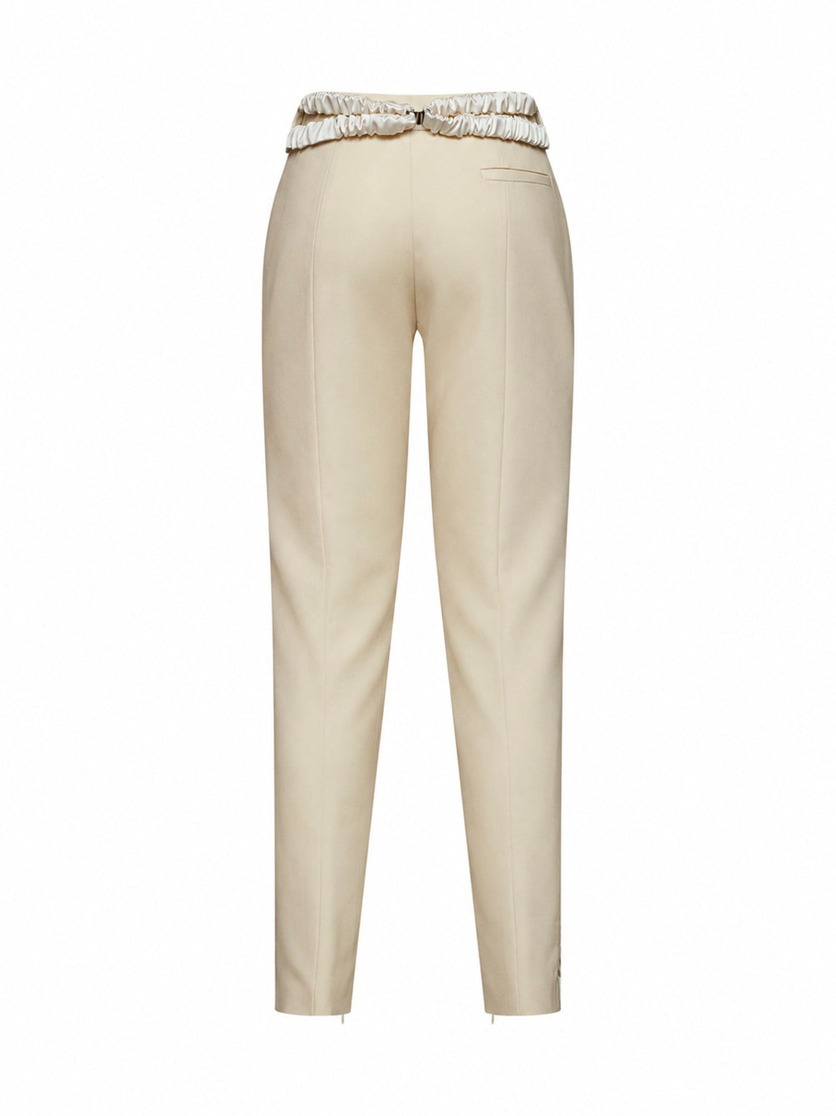 The Attico Women Milk Stretch Wool Cigarette Trousers With Cummerbund THE ATTICO