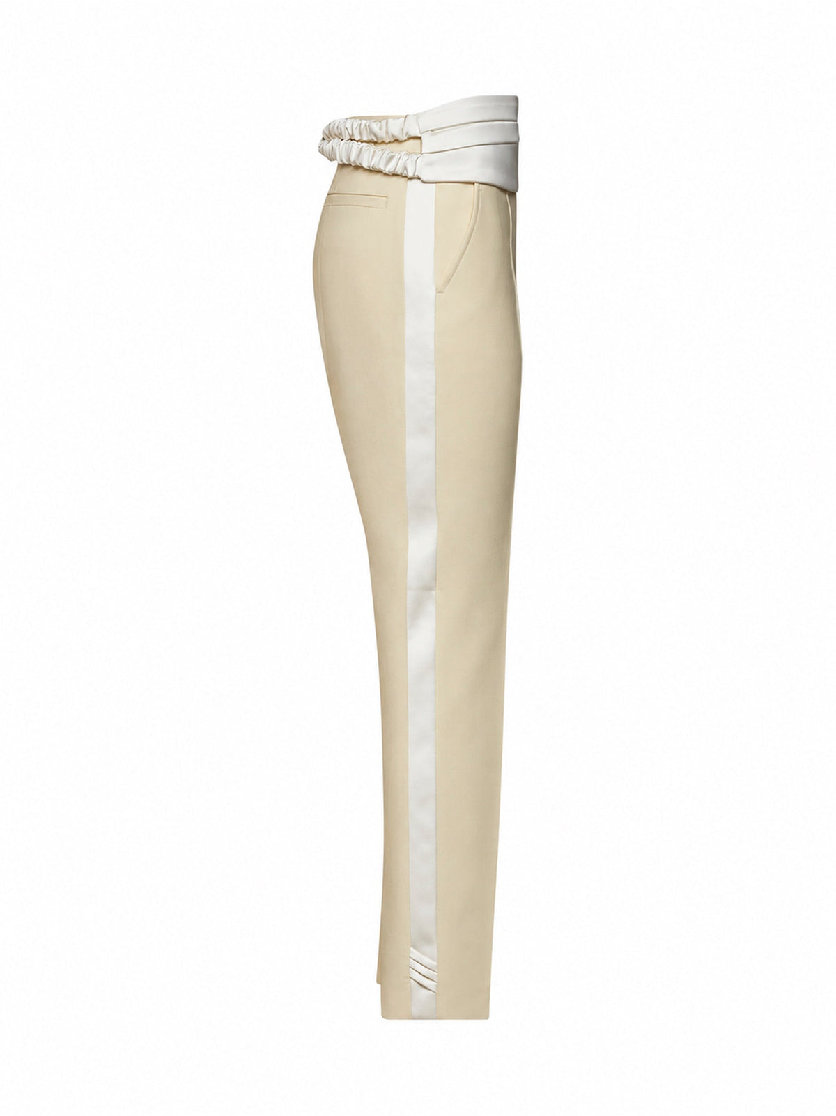 The Attico Women Milk Stretch Wool Cigarette Trousers With Cummerbund THE ATTICO