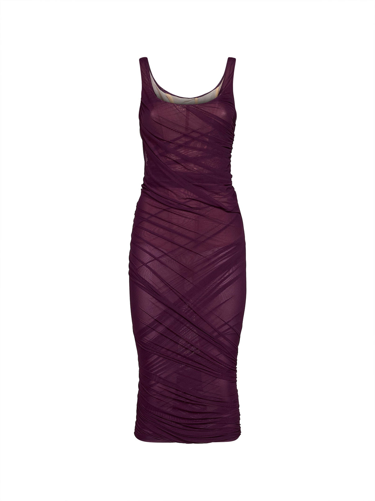 The Attico Women Plum Tulle "Superattico10" Draped Midi/Long Dress THE ATTICO