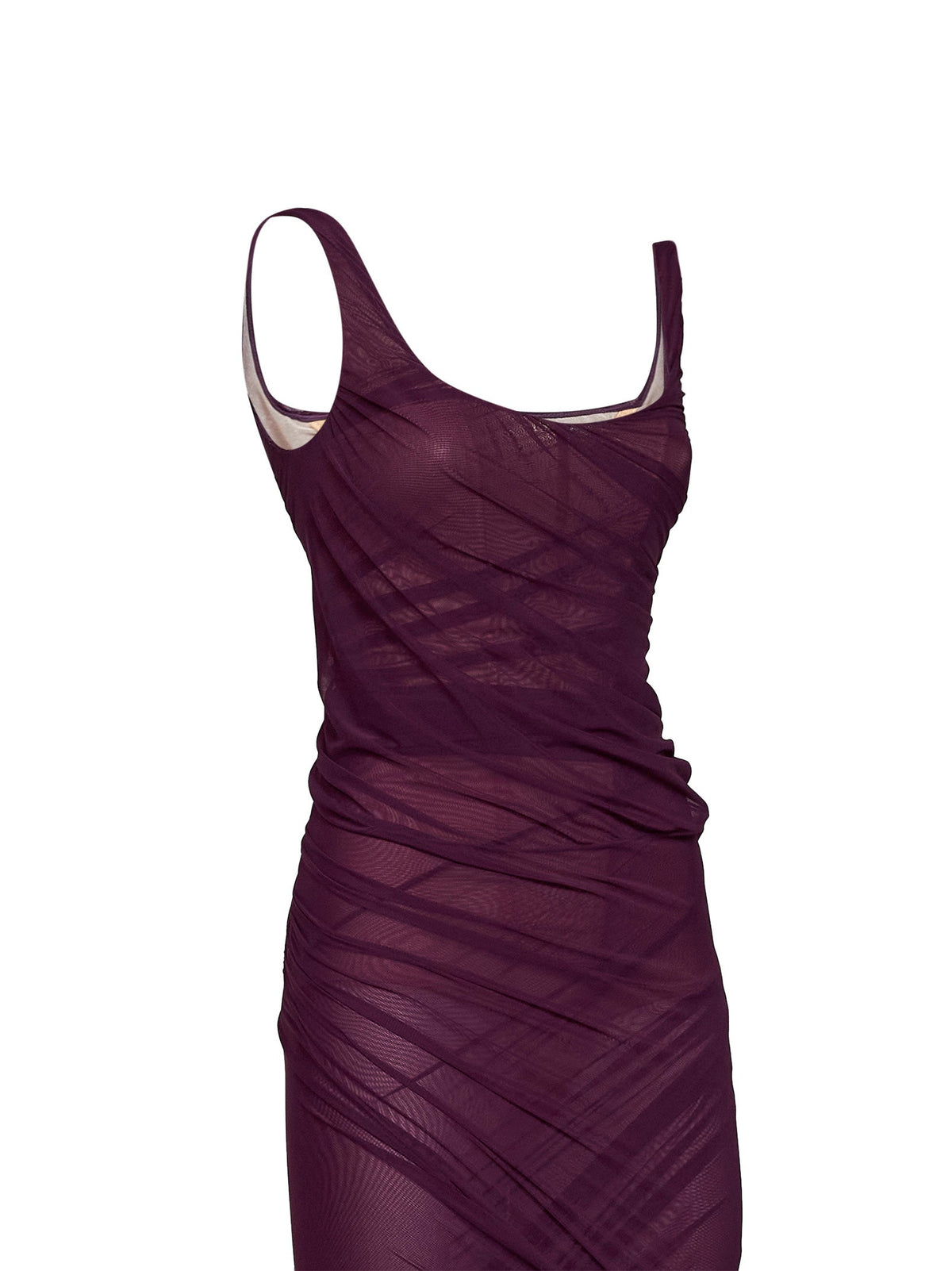 The Attico Women Plum Tulle "Superattico10" Draped Midi/Long Dress THE ATTICO