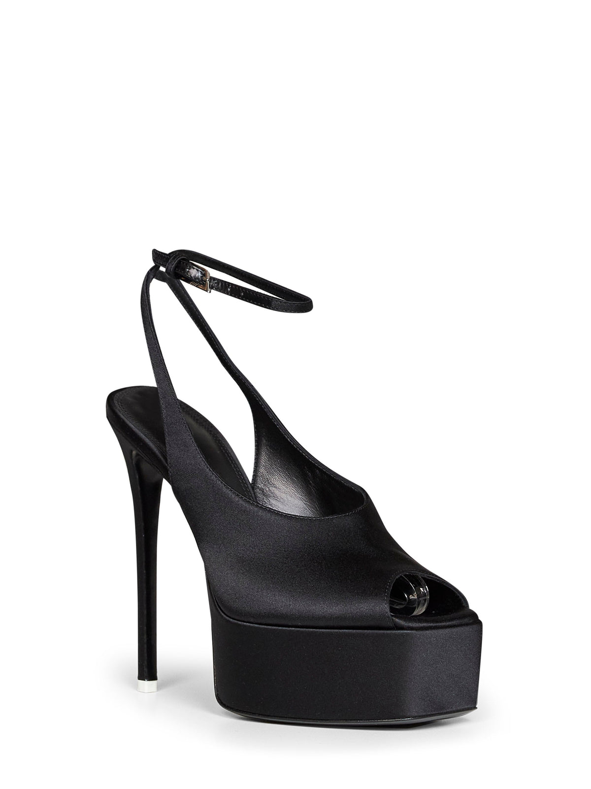 The Attico Women Black Satin "Superattico 10 Ornella" Platform Sandals THE ATTICO