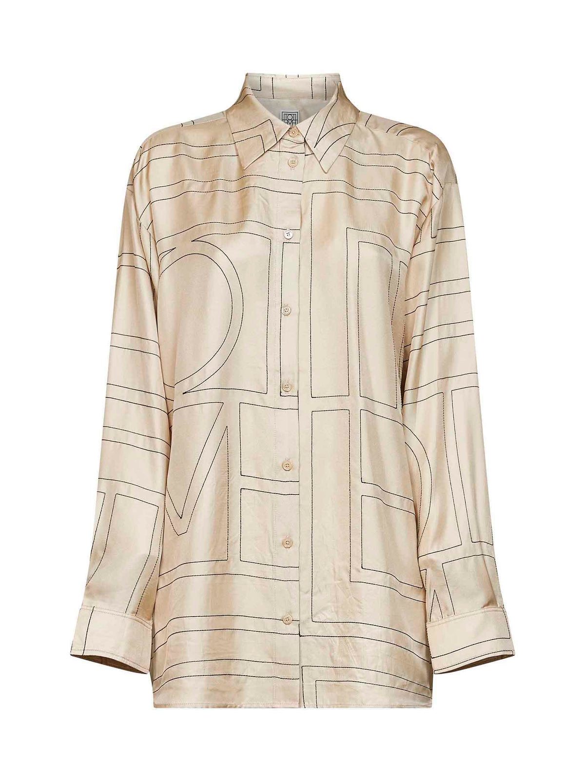 Toteme Women Ivory Monogram Silk Classic Shirt TOTEME