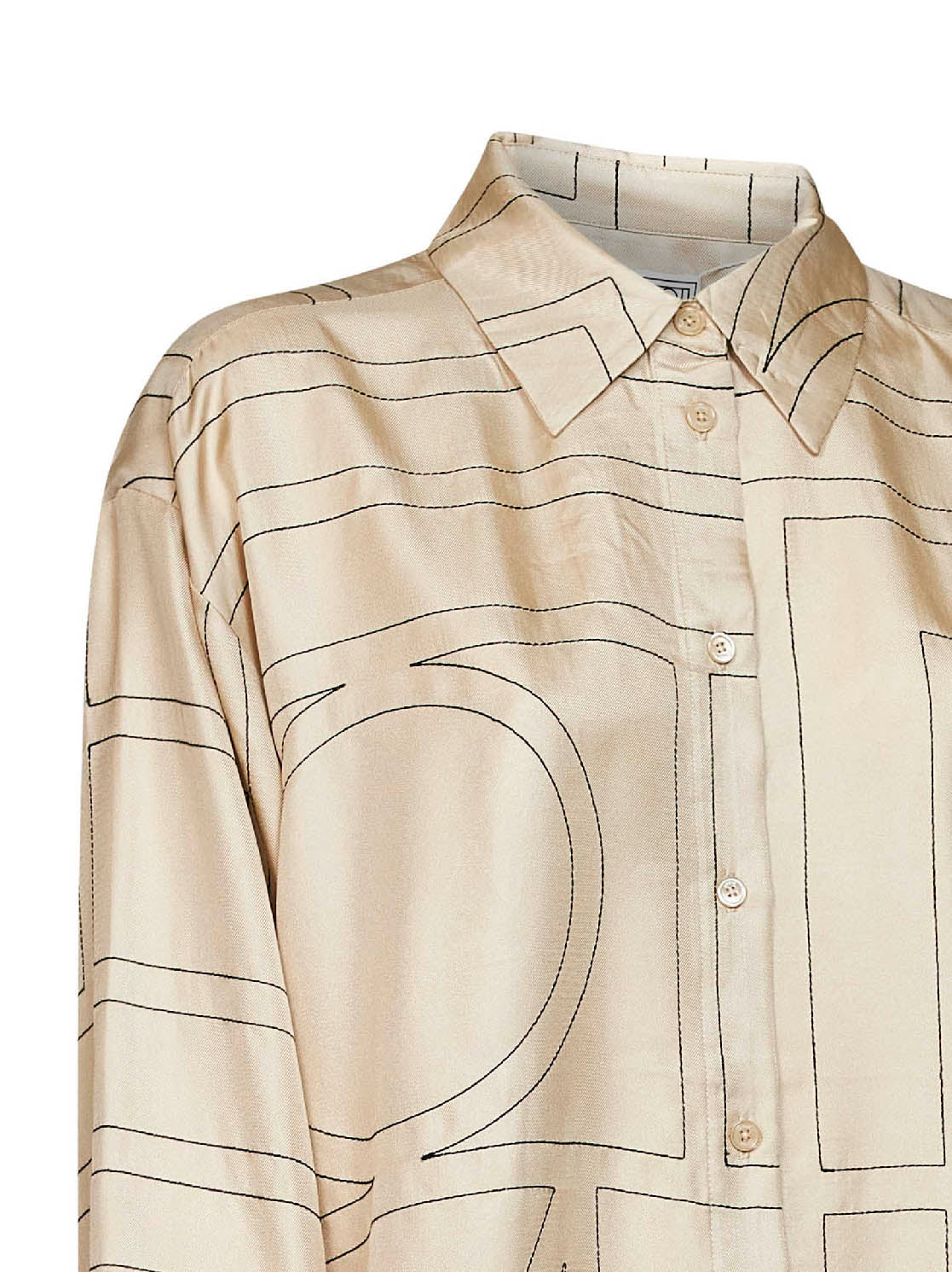 Toteme Women Ivory Monogram Silk Classic Shirt TOTEME