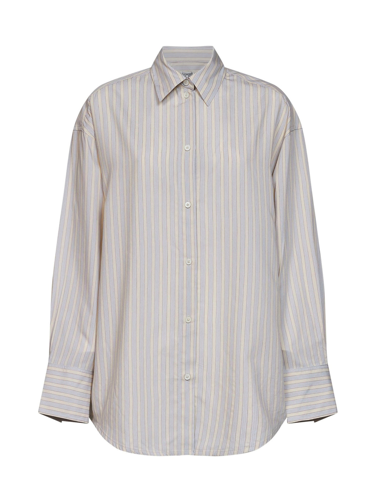 Toteme Women Yellow And Sky Oversized Striped Viscose And Silk Shirt TOTEME