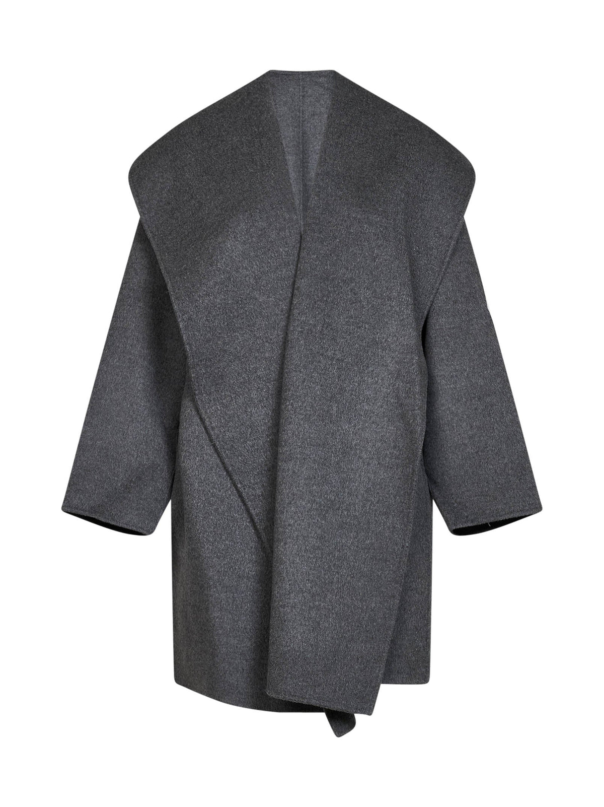 Toteme Women Pale Grey Melange Double Wool Hooded Coat TOTEME