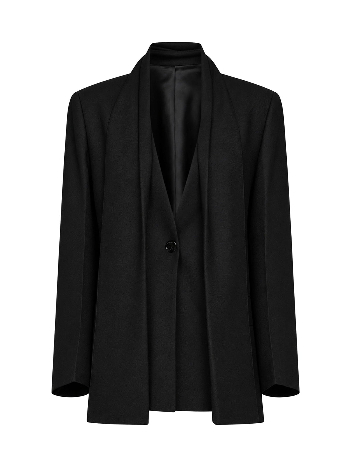 Toteme Women Black Flannel Blazer With Scarf TOTEME