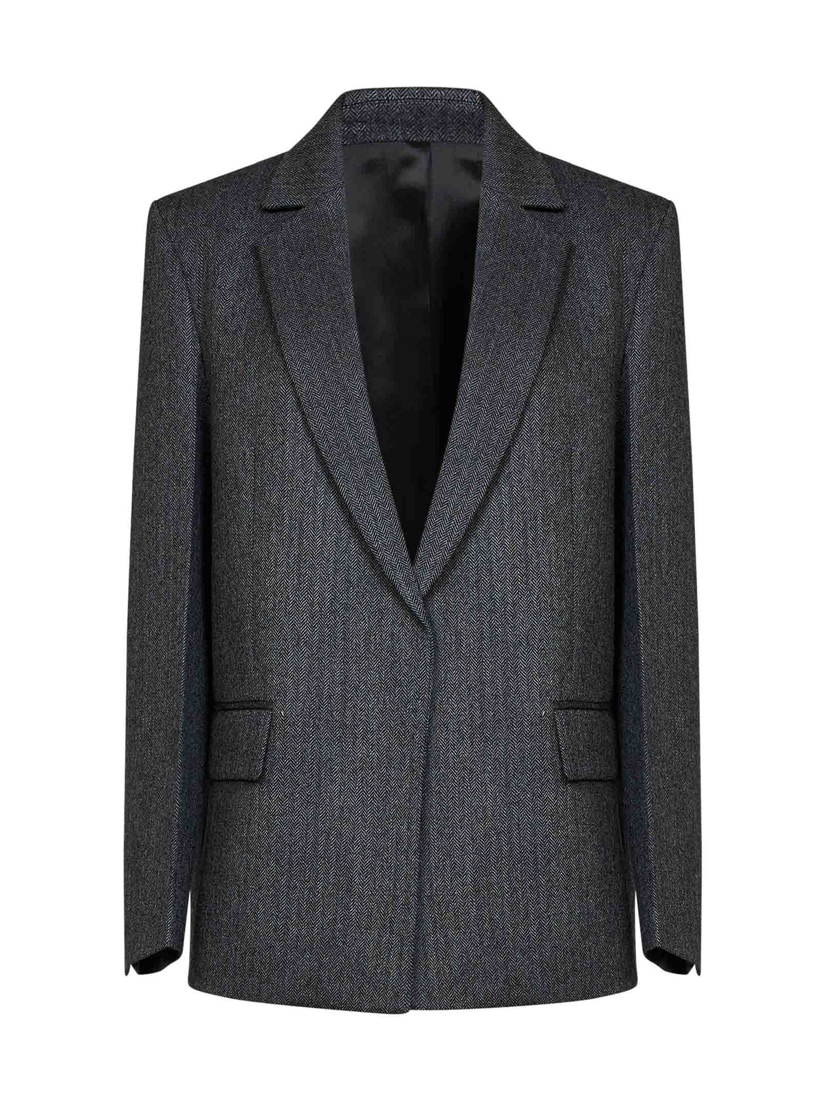 Toteme Women Dark Grey Melange Oversized Herringbone Wool-Blend Blazer TOTEME