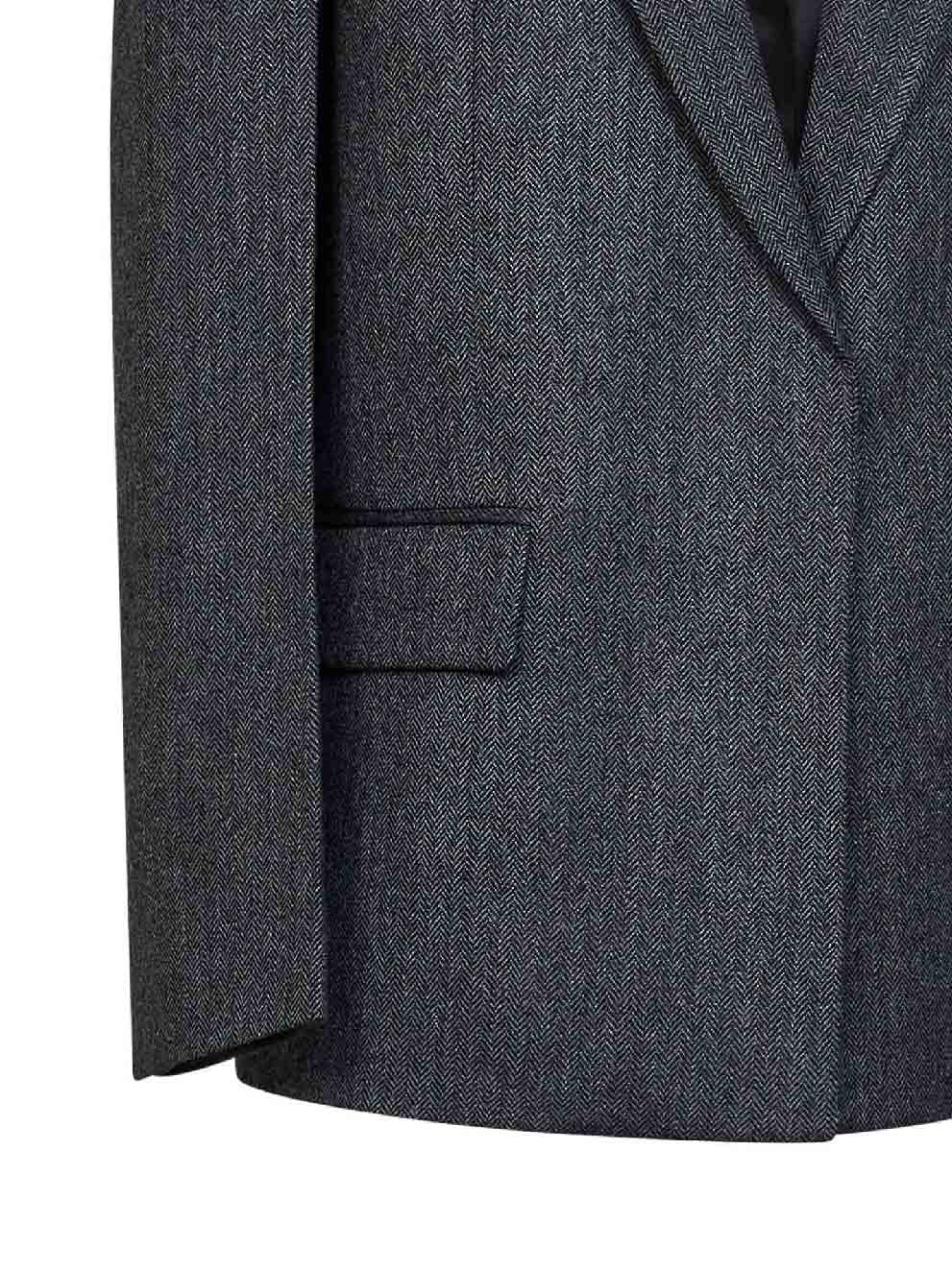 Toteme Women Dark Grey Melange Oversized Herringbone Wool-Blend Blazer TOTEME