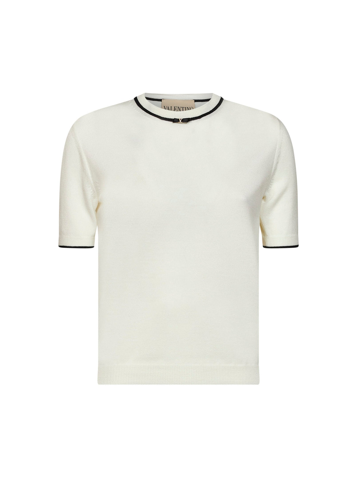 Valentino Women Ivory Wool Sweater With Contrasting Edges And Vlogo VALENTINO