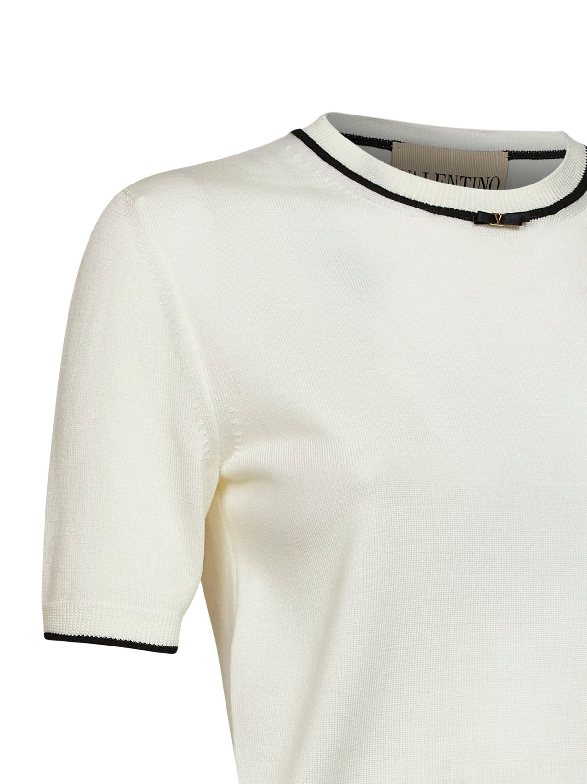 Valentino Women Ivory Wool Sweater With Contrasting Edges And Vlogo VALENTINO