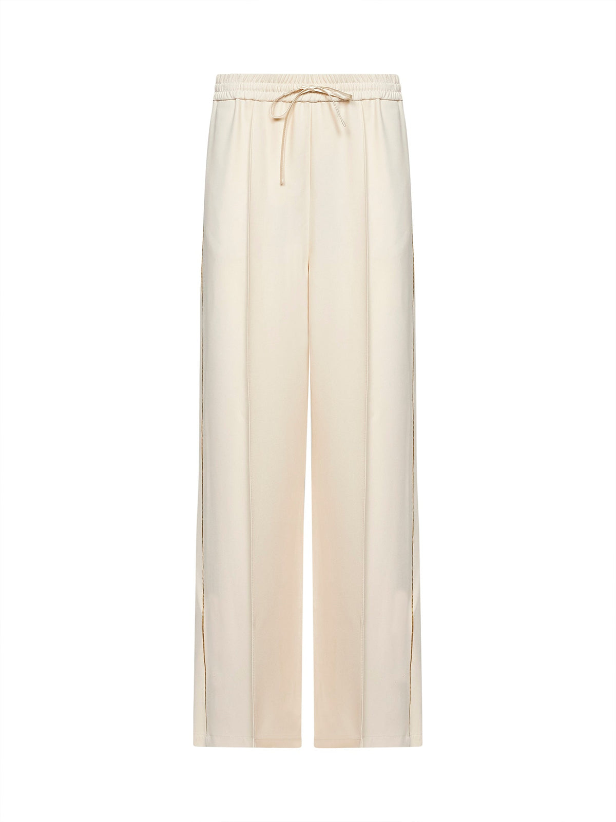 Valentino Women Vanilla Cady Couture Fluid Trousers With Gold Piping VALENTINO