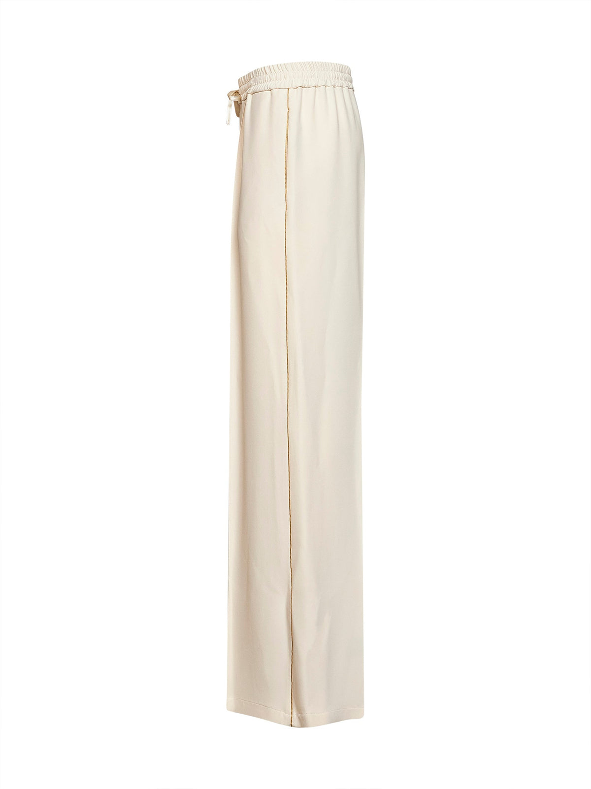 Valentino Women Vanilla Cady Couture Fluid Trousers With Gold Piping VALENTINO