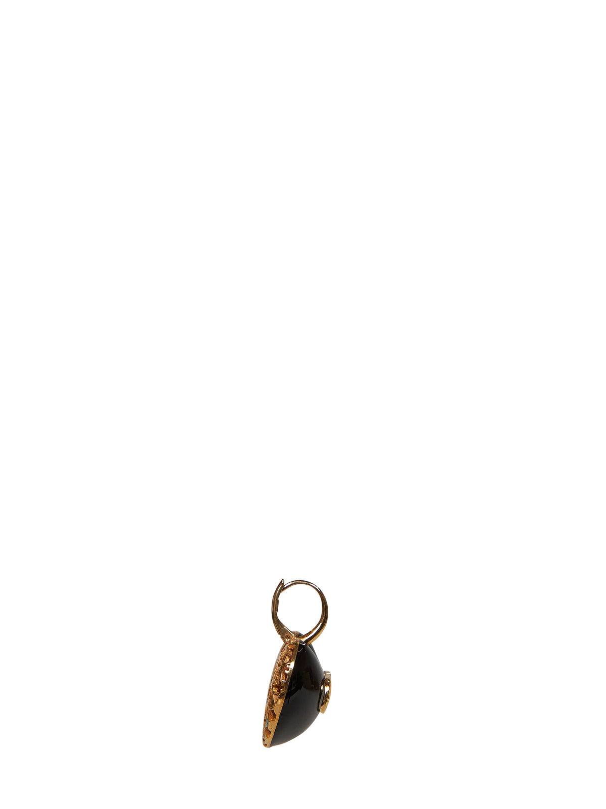 Valentino Garavani Women Gold And Black Metal And Enamel Coeur Royal Earrings VALENTINO GARAVANI