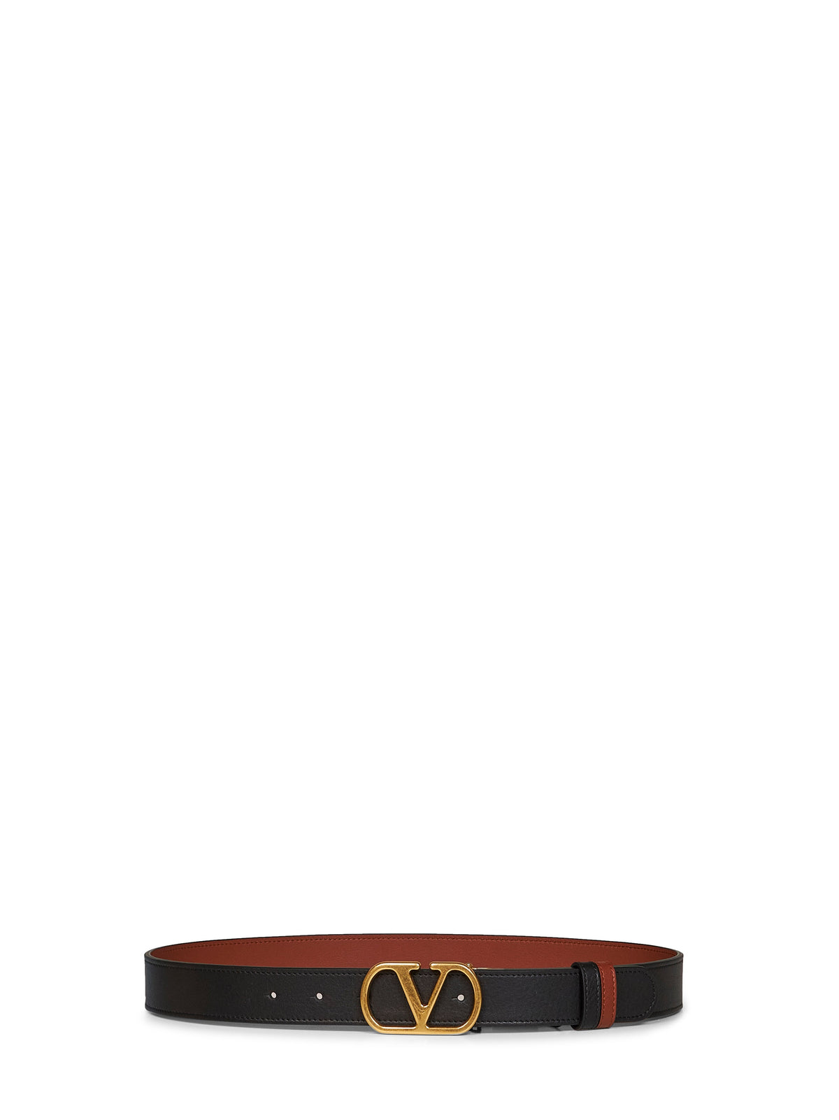 Valentino Garavani Women Black And Deep Caramel Vlogo Signature Reversible Belt VALENTINO GARAVANI