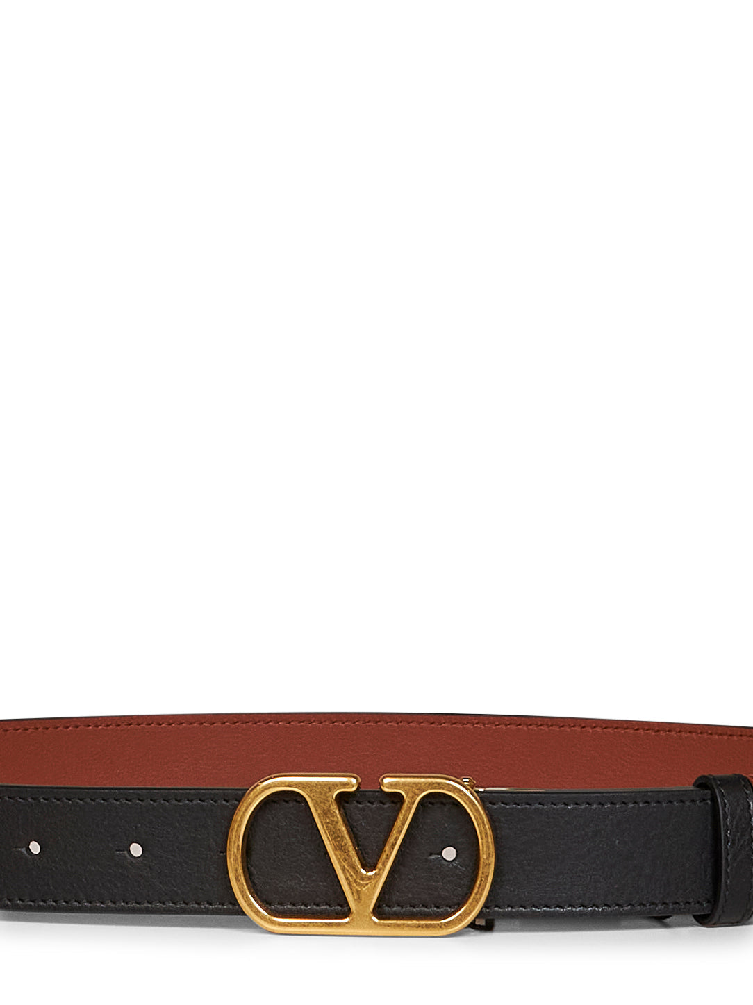 Valentino Garavani Women Black And Deep Caramel Vlogo Signature Reversible Belt VALENTINO GARAVANI