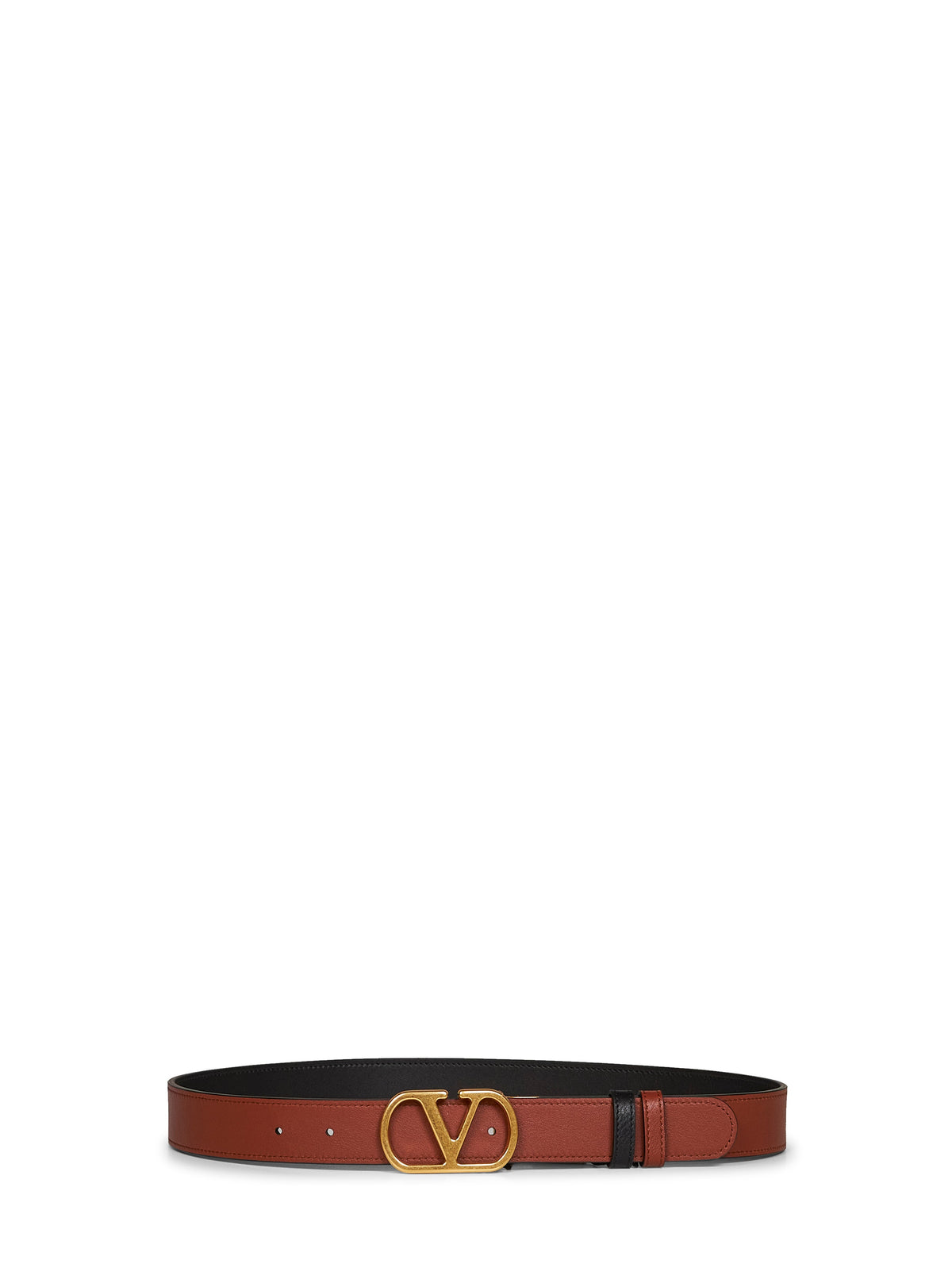 Valentino Garavani Women Black And Deep Caramel Vlogo Signature Reversible Belt VALENTINO GARAVANI