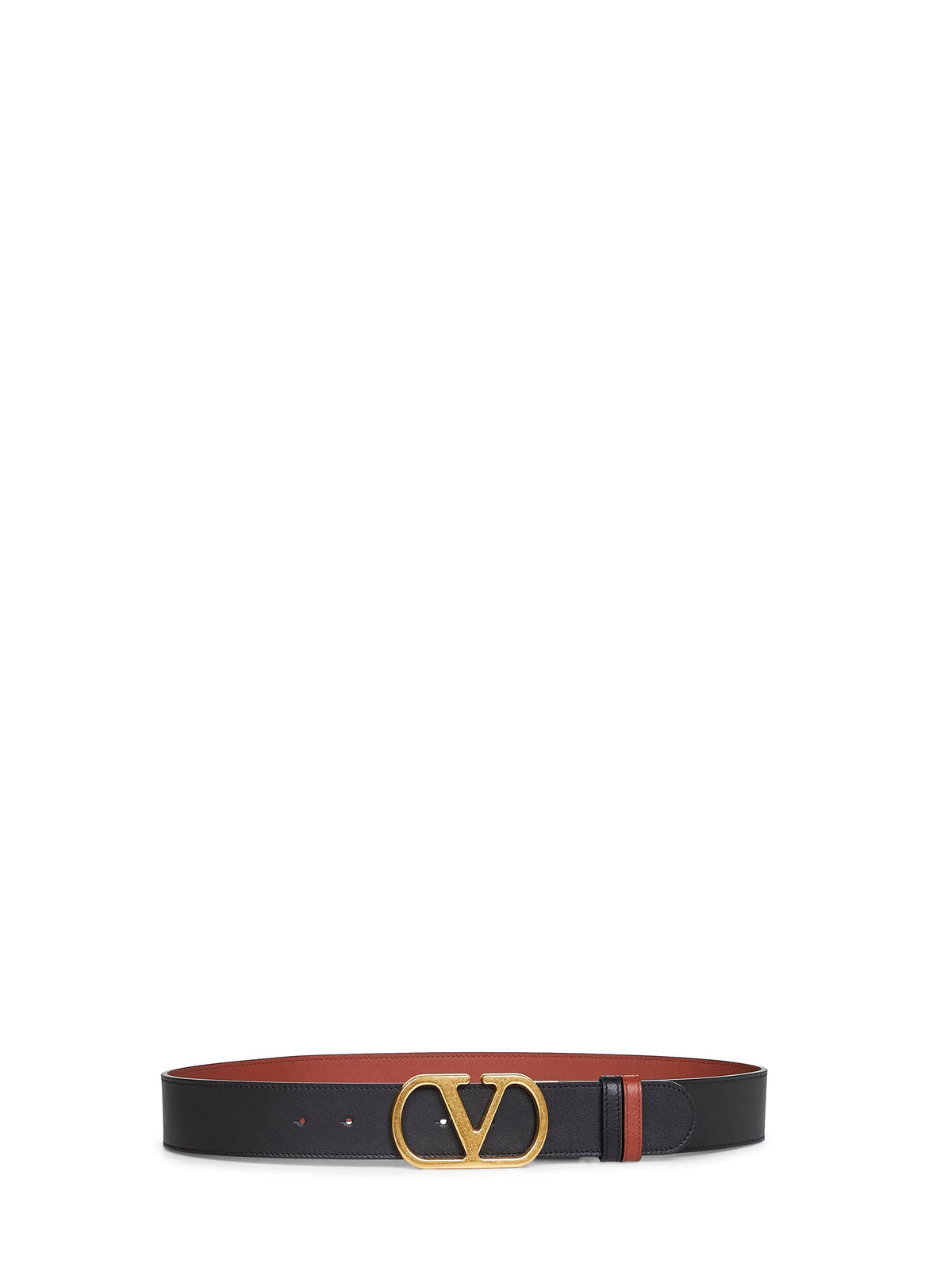 Valentino Garavani Women Black And Deep Caramel Vlogo Signature Reversible Belt VALENTINO GARAVANI