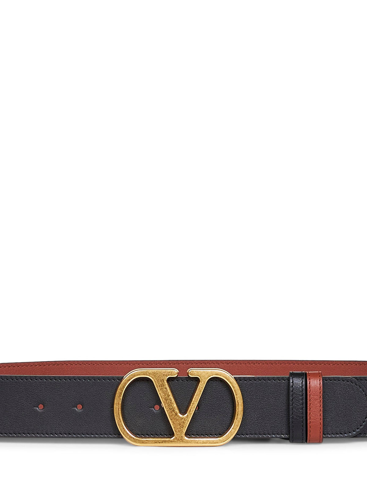 Valentino Garavani Women Black And Deep Caramel Vlogo Signature Reversible Belt VALENTINO GARAVANI