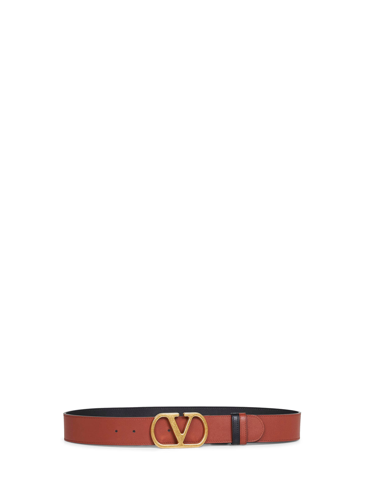 Valentino Garavani Women Black And Deep Caramel Vlogo Signature Reversible Belt VALENTINO GARAVANI