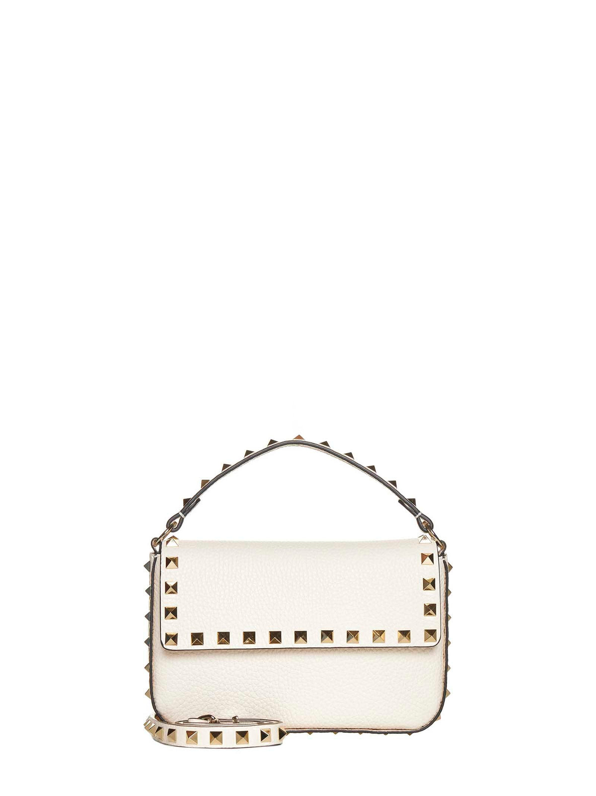 Valentino Garavani Women Light Ivory Rockstud Pouch With Handle And Shoulder Strap VALENTINO GARAVANI