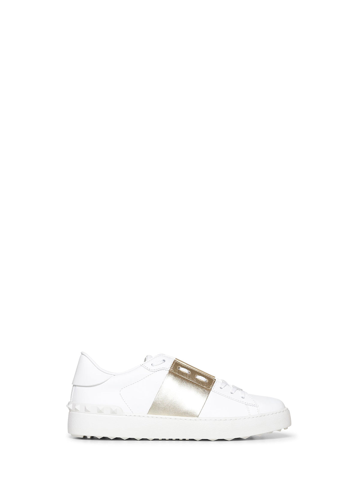 Valentino Garavani Women White And Platinum Calfskin Leather Open Sneakers VALENTINO GARAVANI