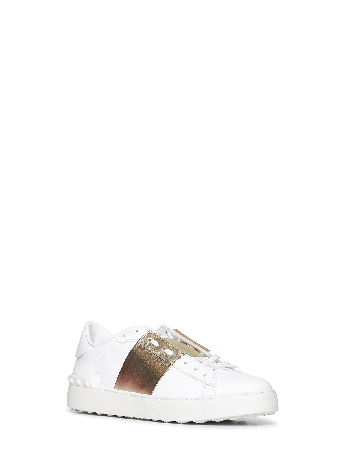 Valentino Garavani Women White And Platinum Calfskin Leather Open Sneakers VALENTINO GARAVANI