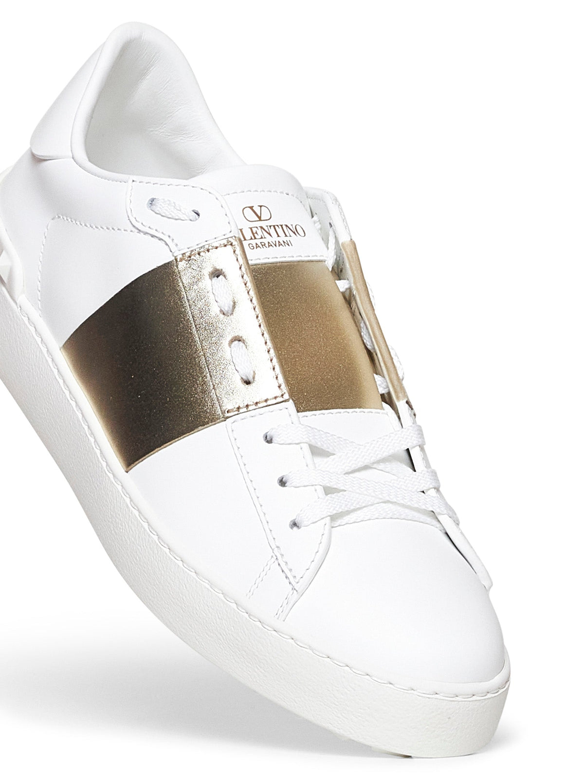 Valentino Garavani Women White And Platinum Calfskin Leather Open Sneakers VALENTINO GARAVANI