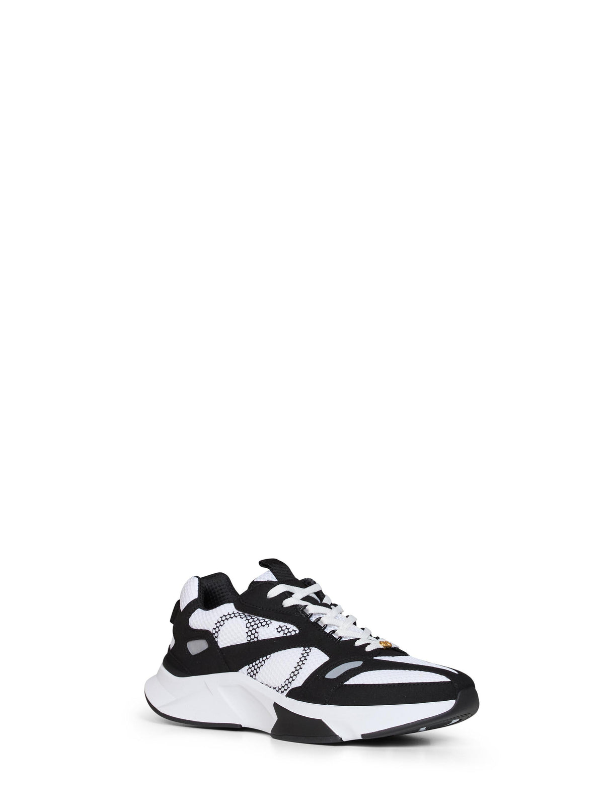 Valentino Garavani Men White And Black And Grey Mesh And Suede Demivee Low-Top Sneakers VALENTINO GARAVANI