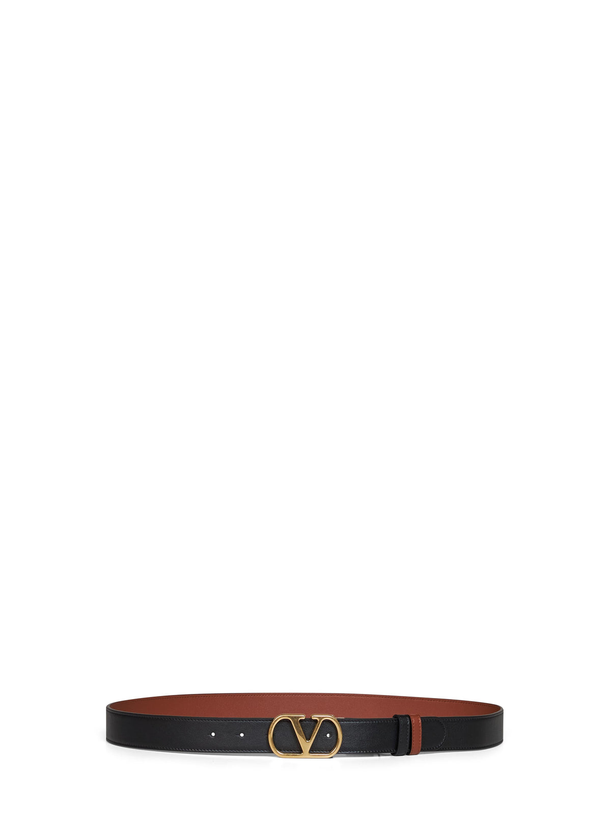 Valentino Garavani Men Black And Deep Caramel Vlogo Signature Reversible Belt VALENTINO GARAVANI