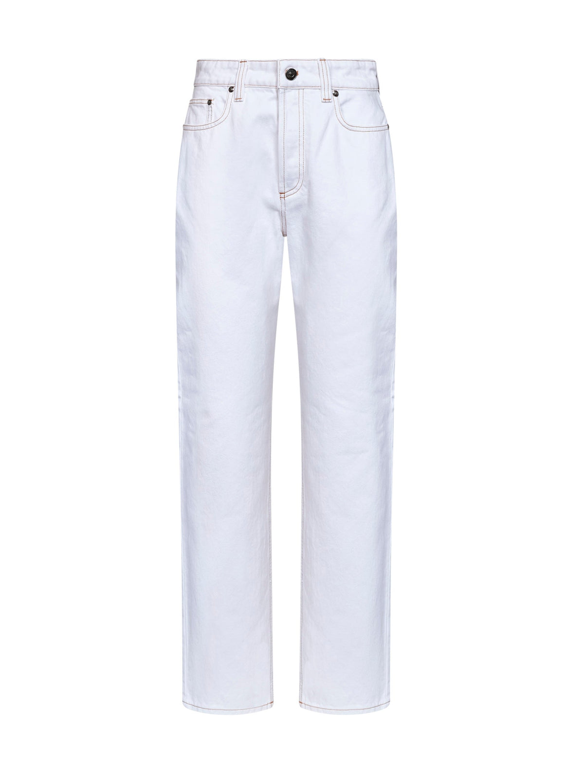Versace Women White Garment-Dyed Denim High-Rise Jeans VERSACE