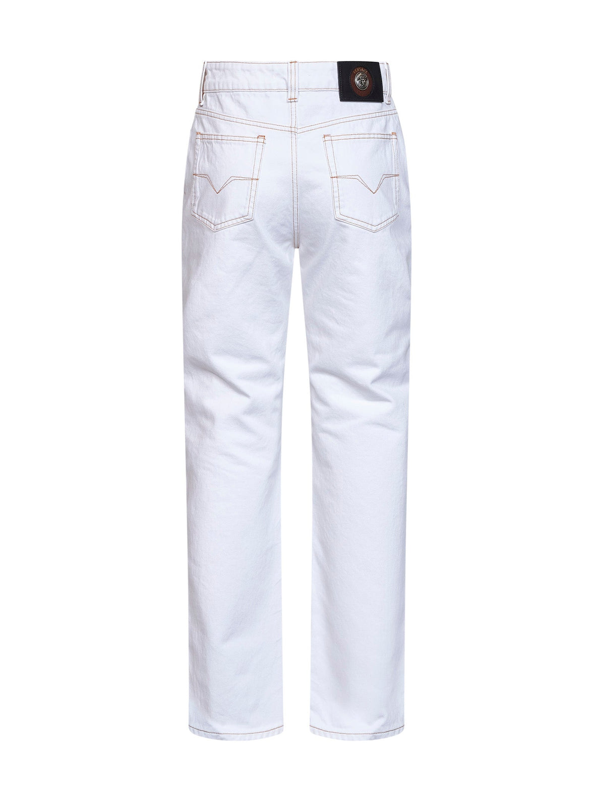 Versace Women White Garment-Dyed Denim High-Rise Jeans VERSACE