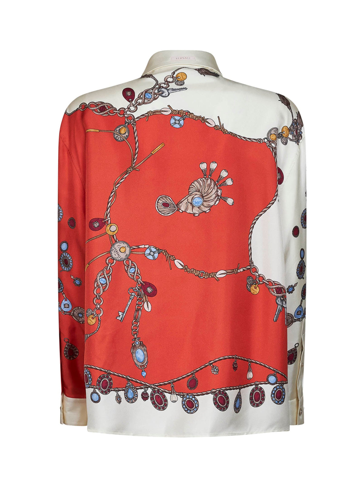 Versace Women Orange Printed Silk Twill Shirt VERSACE